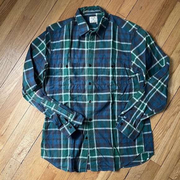 J. Crew Men’s Sz M Green Plaid Flannel Shirt - Picture 1 of 4
